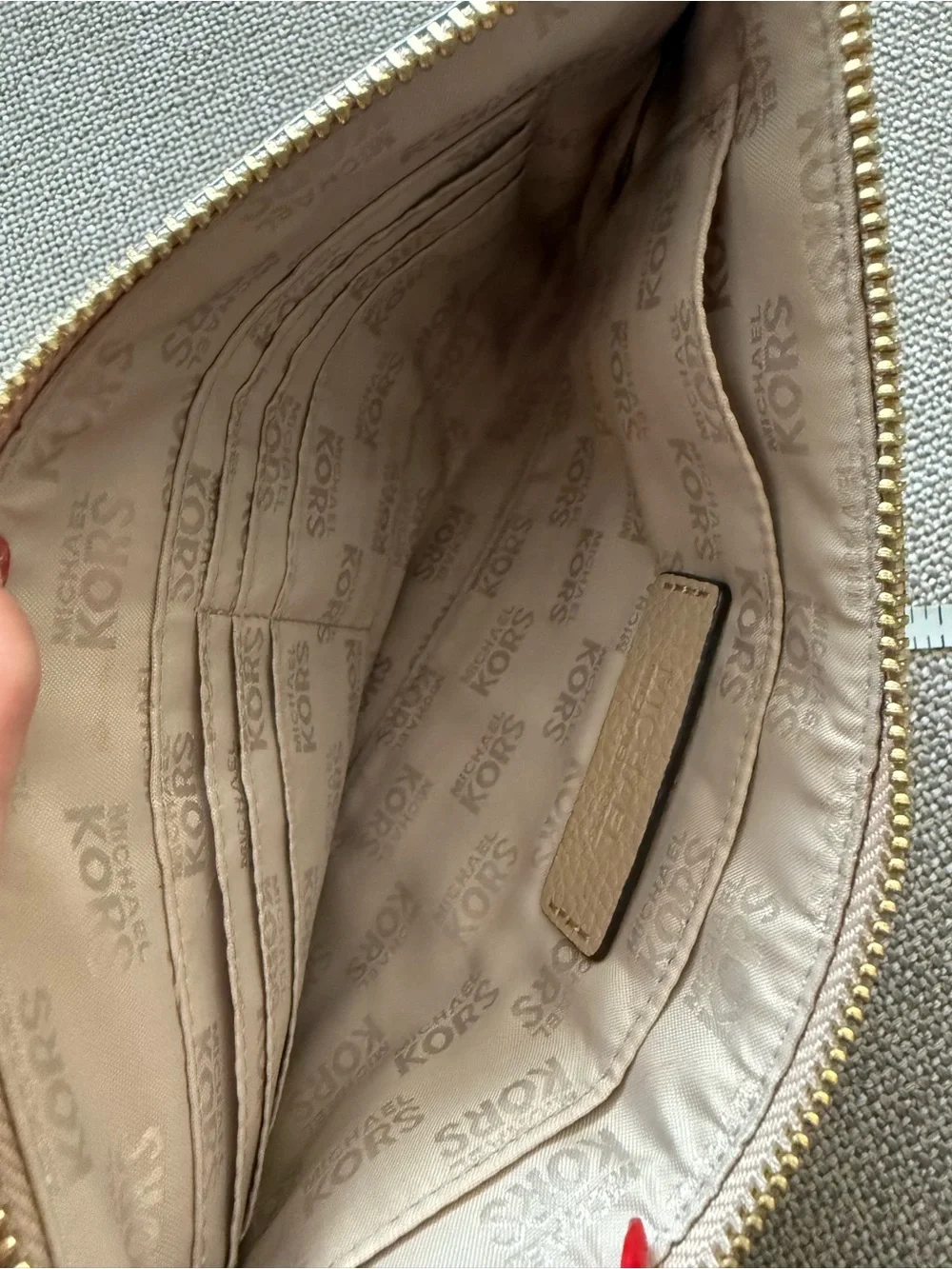 Michael Kors Tan Leather Gold Hardware Neutral Wristlet Wallet Clutch
